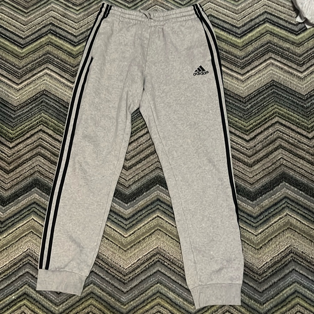 Grey and black adidas sweat pants